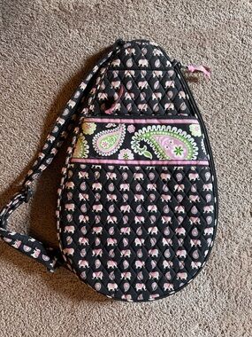 Quilted Vera Bradley Tennis Racquet Bag Paisley- Black & Pink